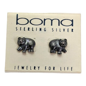 Sterling Silver Stud Earrings Bears Boma Brand Animals